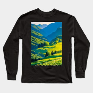 Summer Sun Over a Floral Meadow Long Sleeve T-Shirt